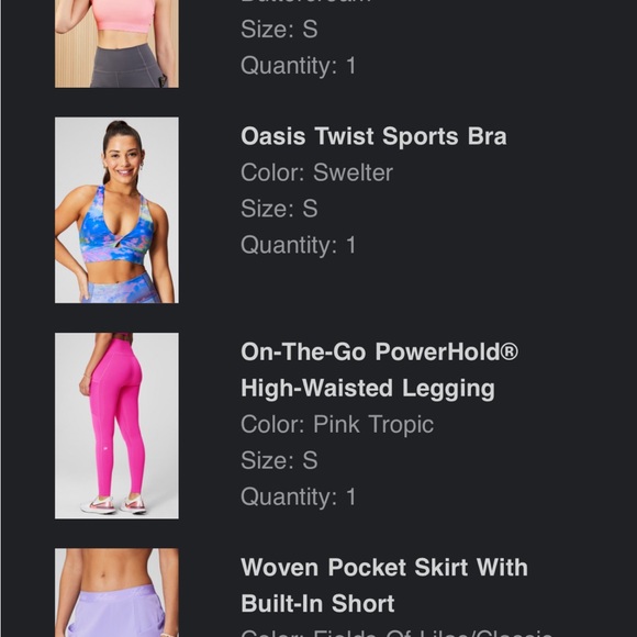 NWT fabletics 2 legging, 2 skirts, 2 sports bra & 1 dress - Picture 1 of 9